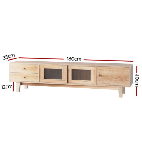 Artiss TV Unit Cabinet Entertainment Unit Storage Drawer TV Unit 180CM Pine - Picture 3 of 9