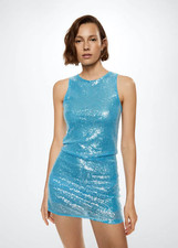 NWT Mango Sequin appliqué blue dress