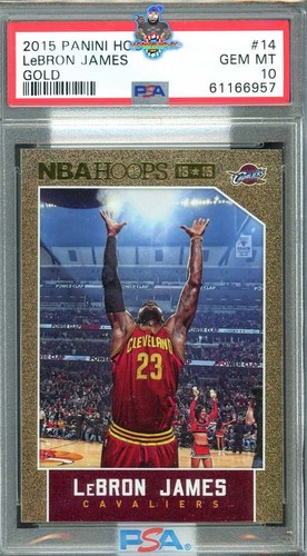 LeBron James [Gold] #14 card from 2015 Panini Hoops