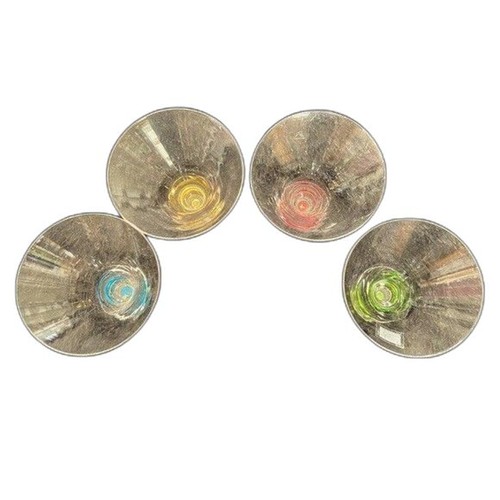 4 Vintage Circleware Martini Cosmo Controlled Bubble Color Ball Base Glasses 4” - Picture 2 of 6