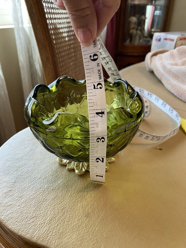 Vintage Indiana Depression Green Glass Pineapple Bowl Pre Owned - Picture 5 of 7