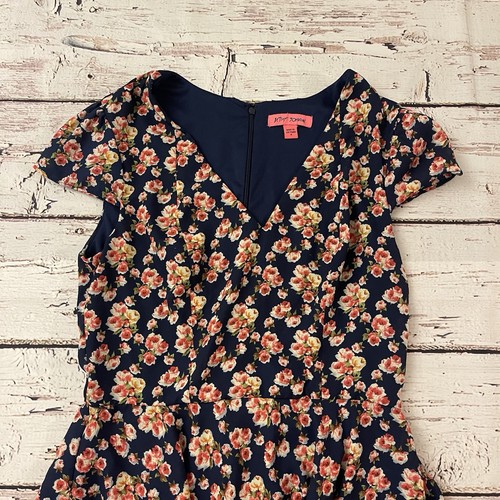 Betsey Johnson Womens Floral Print Cap Sleeve Fit & Flare Dress Navy Pink Size 8 - Bild 2 von 10