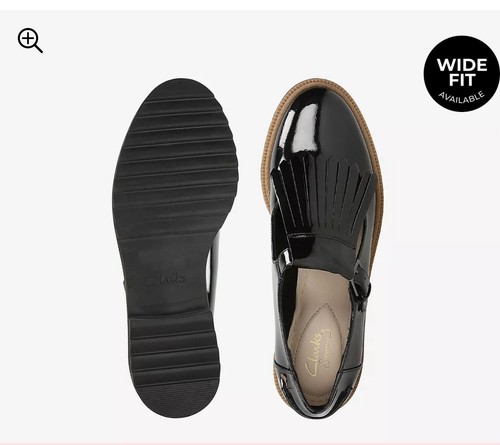 Clarks Ladies /Girls * Griffin Mia * Black Patent Leather T Bar Shoes UK 5 D - Picture 6 of 7