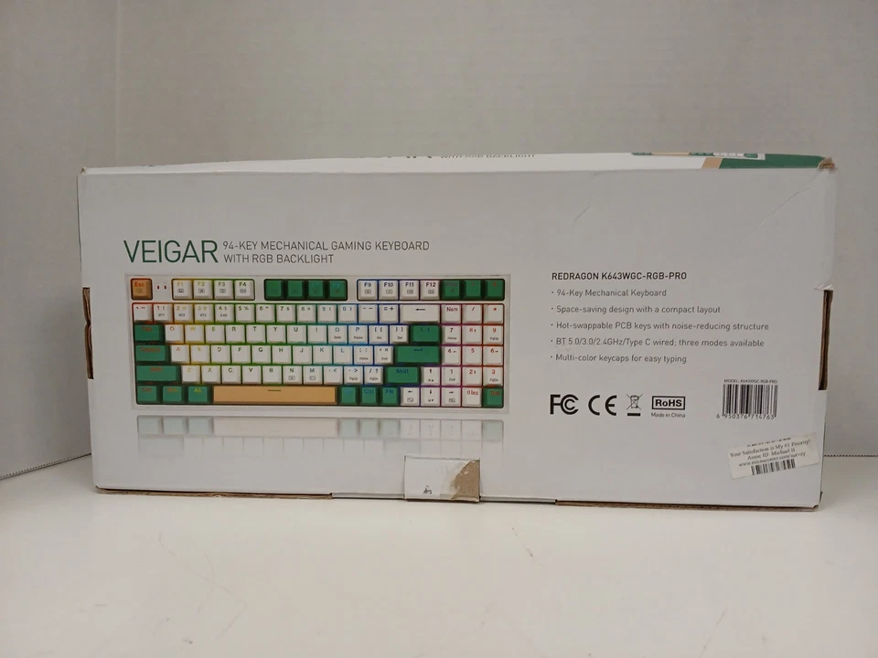 Redragon K643 Veigar 94-Key Mechanical Gaming Keyboard With Red Switches   READ - Image 2 of 4