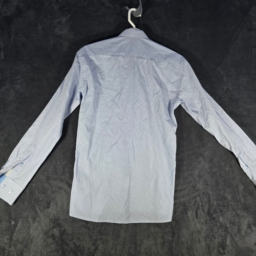 Ragazzo Uomo Dress Shirt Slim Fit Light Blue Patterned Button Down 18R - Picture 4 of 5