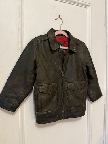 GAP Kids Unisex Black Leather Jacket Lined Size XS (4) - Picture 5 of 10