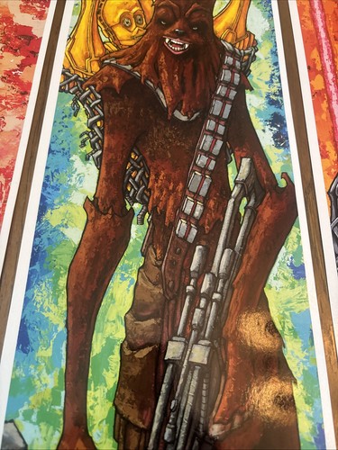 DREI Matt Maydak Star Wars Wandbilder Storm Trooper Chewbacca Darts Vader - Bild 7 von 13