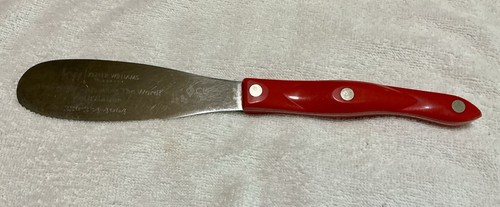 CUTCO 1768 KO Spatula Spreader Serrated Knife Red Handle Engraved Preowned