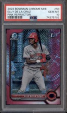 2022 Bowman Mega Box Chrome Pink Refractor #50 Elly De La Cruz RC /199 PSA 10