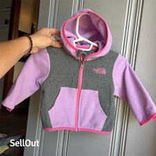 3/6M The North Face Infant Girls Full Zip Fleece Jacket Pink Gray