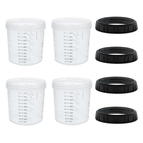 4pk MPS 20 Ounce (600ml) Hard Cups & Retainer Rings For Disposable Spray Gun Cup - Bild 1 von 5