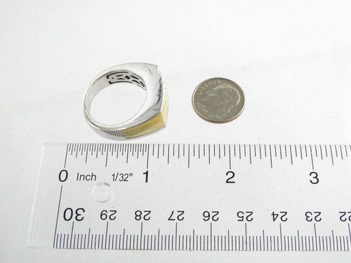 Anello di design in argento sterling spazzolato oro bianco design gemma 925 12,1 g misura 10,25 - Foto 9 di 13