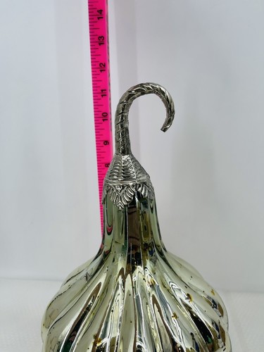 Silber 11"" Quecksilber Glas Kürbis mit Metallstamm NEU - Bild 2 von 2