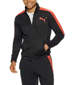 orange and black puma jacket