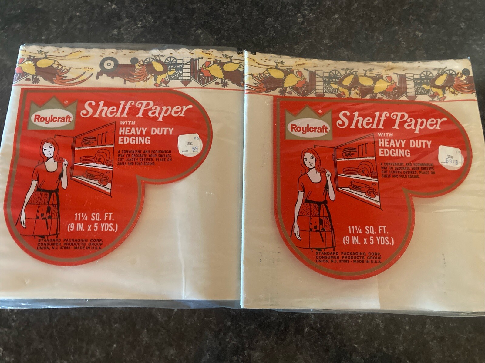 Vintage Roylcraft Shelf Paper 11 1/4sq Ft Roosters Farm Design Lot New & Used