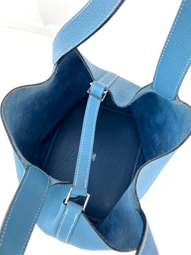 Hermes Taurillon Clemence Picotin 22 MM Blue Leather Hand Bag Ebay Live - Picture 10 of 13