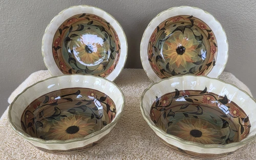 (4) Certified International Margaret Le Van "Sunflower" Cereal/Soup Bowls