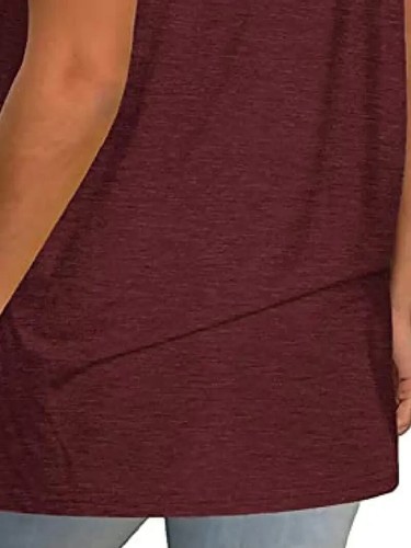 Women's T-shirt Short Sleeve V-Neck T-Shirt Top Summer Cross Casual Loose Cotton - Picture 3 of 3