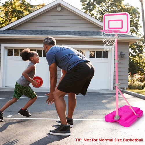 Aro de baloncesto para niños, juguete portátil portería de baloncesto interior exterior juego 2,9'~6,2' - Imagen 4 de 9