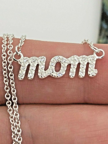 "Collana mamma pietra preziosa scintillante argento sterling NVC 1 mm 18,5" - Foto 4 di 8