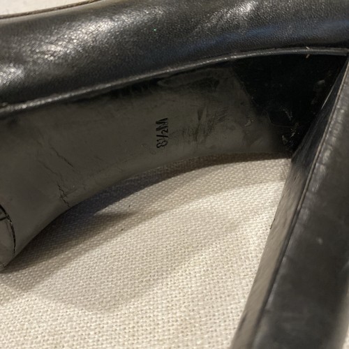 Tory Burch High Heel Silver Logo Pumps Leather Black 4" Heel Sz 8.5"M. as is - Picture 4 of 12
