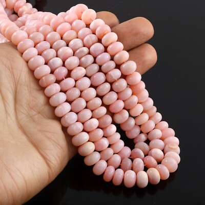 Pink Opal Loose Beads, 8mm Smooth Rondelle Opal LooseBeads, Jewelry Making Craft