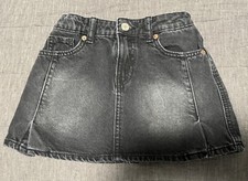Zara Girls Size 8 Black Wash Denim Skirt. Adjustable Waist.