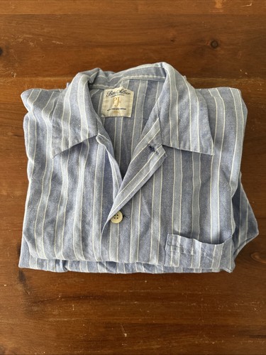 Ben Silver Charleston Luxury 100% Cotton Pajamas Size XXL 2 Tone Blue Stripes - Picture 12 of 12
