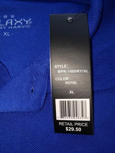 Galaxy By Harvic Men's Royal Blue Polo Shirt XL - Picture 3 of 3