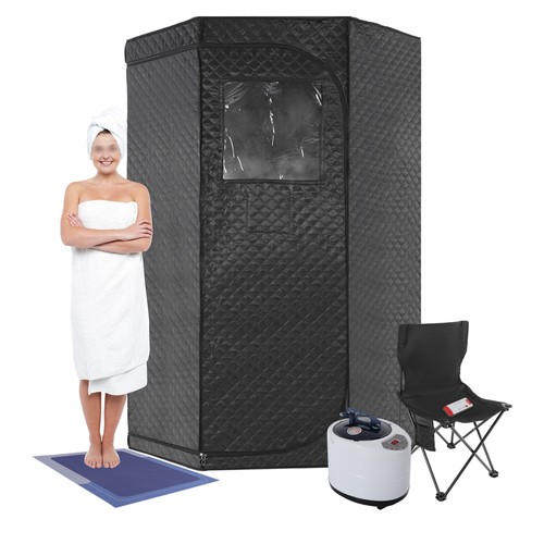 Sauna Saunakabine Eckige Dampfsauna1 Plätze Komplettpaket 1,5kW mit Stuhl & Matt - Bild 15 von 24