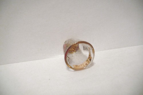 DITALE VINTAGE VETRO TRASPARENTE GRAZIOSO ROSSO ROSA E ORO TOP - Foto 5 di 5