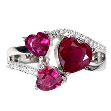 925 Sterling Silver Ring Heart Ruby 7mm Natural Gemstone Jewelry Size 7