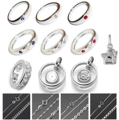 MARKENLOS - SCHMUCK ECHTSCHMUCK Taufring Taufuhr Kette Silber 925 Taufkette Ring Engel Taufe ECHT Schmuck Kinder