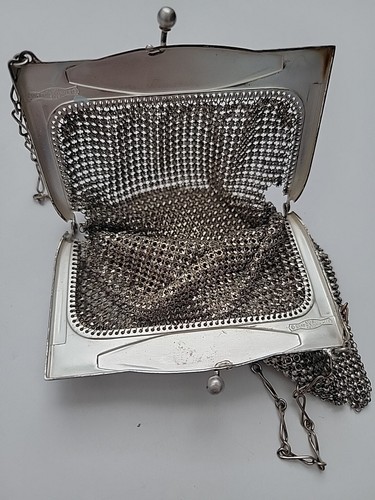 Vintage Whiting & Davis Art Deco Mesh Flapper Evening Bag Handbag Purse 1920's - Picture 7 of 8