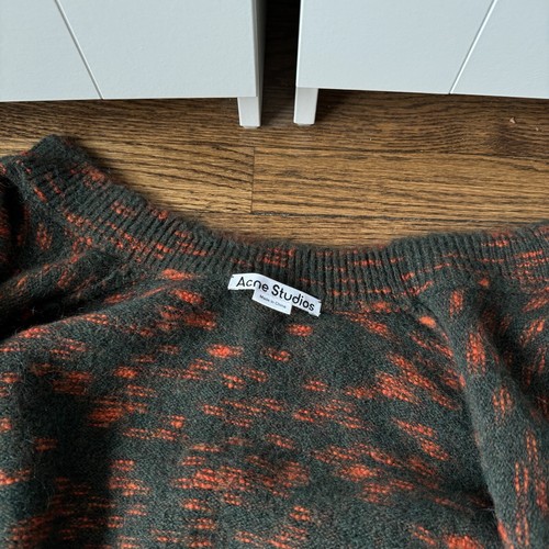 Acne Studios Men’s Hairy Zipper Cardigan Green And Orange Fuzzy Mohair - Picture 8 of 10