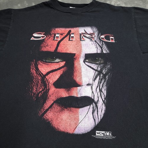 De Colección Años 90 Sting ECW Nuevo Orden Mundial 1998 Grande Negro Tultex Big Face Lucha Salón de la Fama - Imagen 2 de 7