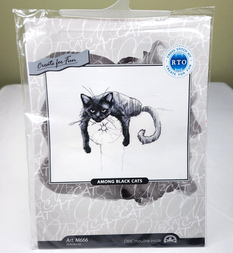 Kit Punto de Cruz Contado RTO “Entre Gatos Negros” M666 Hecho en Francia DMC Felino - Imagen 2 de 6
