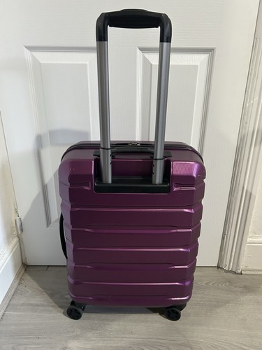 Samsonite 'Tech 3' Hard Cabin Bag 55cm Purple 4 Wheel Spinner USB Port - Picture 2 of 5