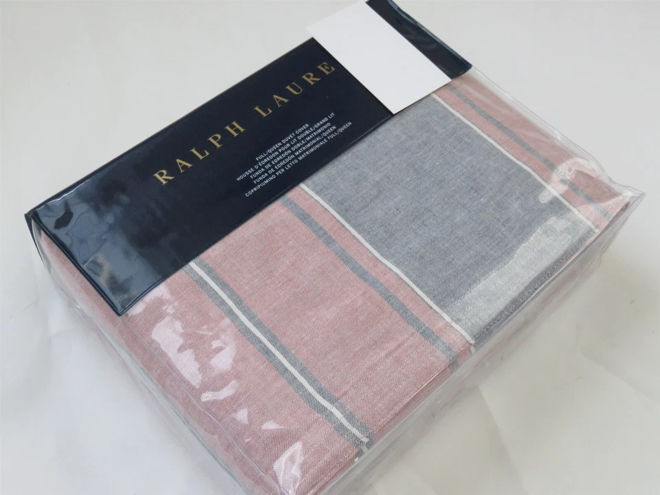 Ralph Lauren Weekend Oakview 3P 大号被套 Shams Essex 条纹日落红色 — 第 4/4 张图片