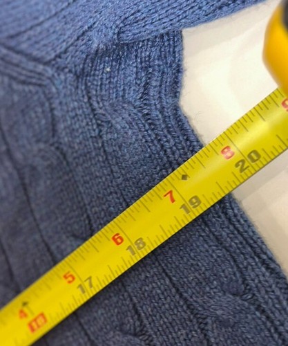 NWT Polo Ralph Lauren Blue Sweater Size L Cable Knit Tussan Silk Quarter Zip - Picture 7 of 10