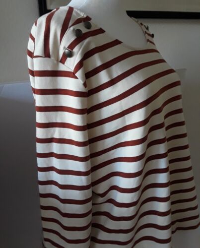 Style &Co Women's Boat Neck Button shoulder Layered Striped Top Red White XL - Picture 2 of 3