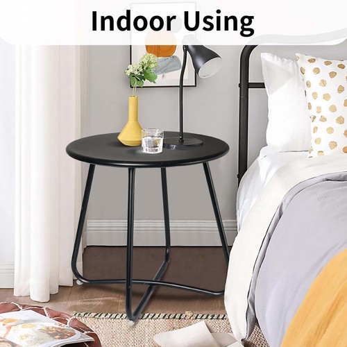 Outdoor Side Tables Small Round Metal End Table Portable Indoor for Patio Yard - Picture 46 of 70