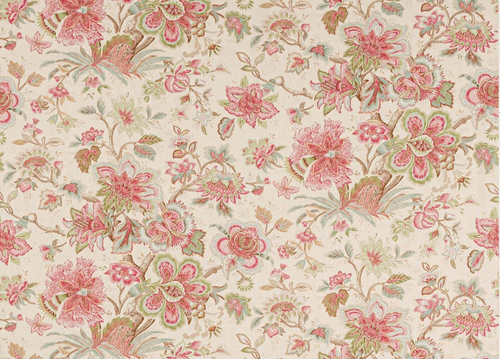 COLEFAX AND FOWLER CURTAIN FABRIC DESIGN Flores 3.6 METRE PINK/GREEN 100% LINEN - Picture 6 of 6