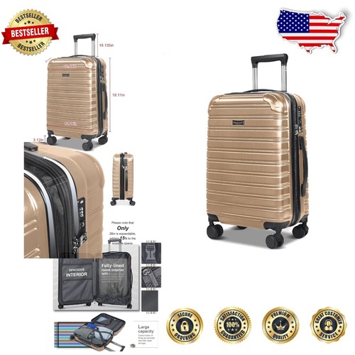 Lightweight 28" Luggage with TSA Lock & Detachable Spinner Wheels - Champagne
