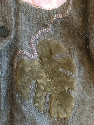 Cárdigan para mujer Güven gris diseño hoja bordada mohair - Imagen 5 de 12