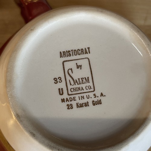 Vintage Aristokrat von Salem Porzellan Milchkännchen & Zuckerdose plus Teller weinrot & gold - Bild 8 von 15