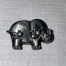 VTG Torino Pewter Animal Jewelry Elephant Trinket Box Set Brooch Pin & Earrings