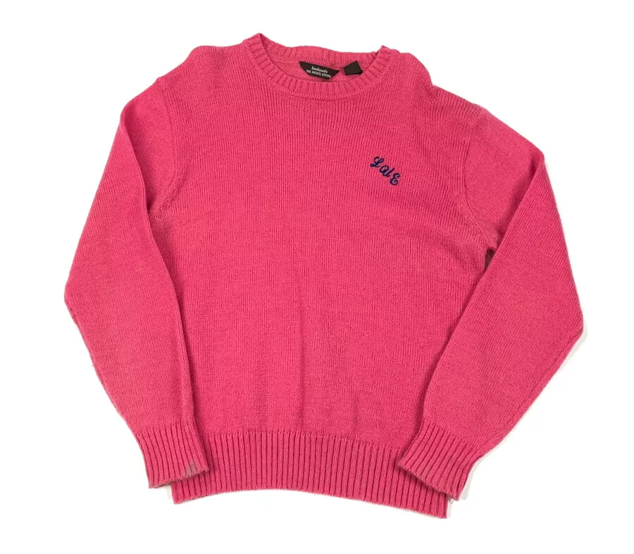 VTG 70s 80s Dark Pink Pullover Sweater Adult Medium Preppy Classic Monogram