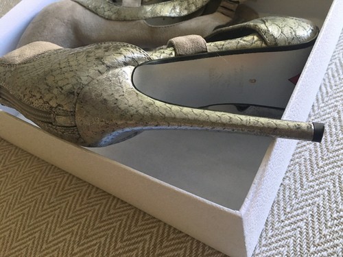 Zapatos de salón Luichiny ❤️ Terciopelo gamuza sensación serpiente gris plata metálica cómodos nuevos 9 - Imagen 4 de 10