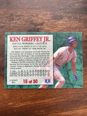 1994 - Post Collection Baseball Card - Ken Griffey Jr #15 of